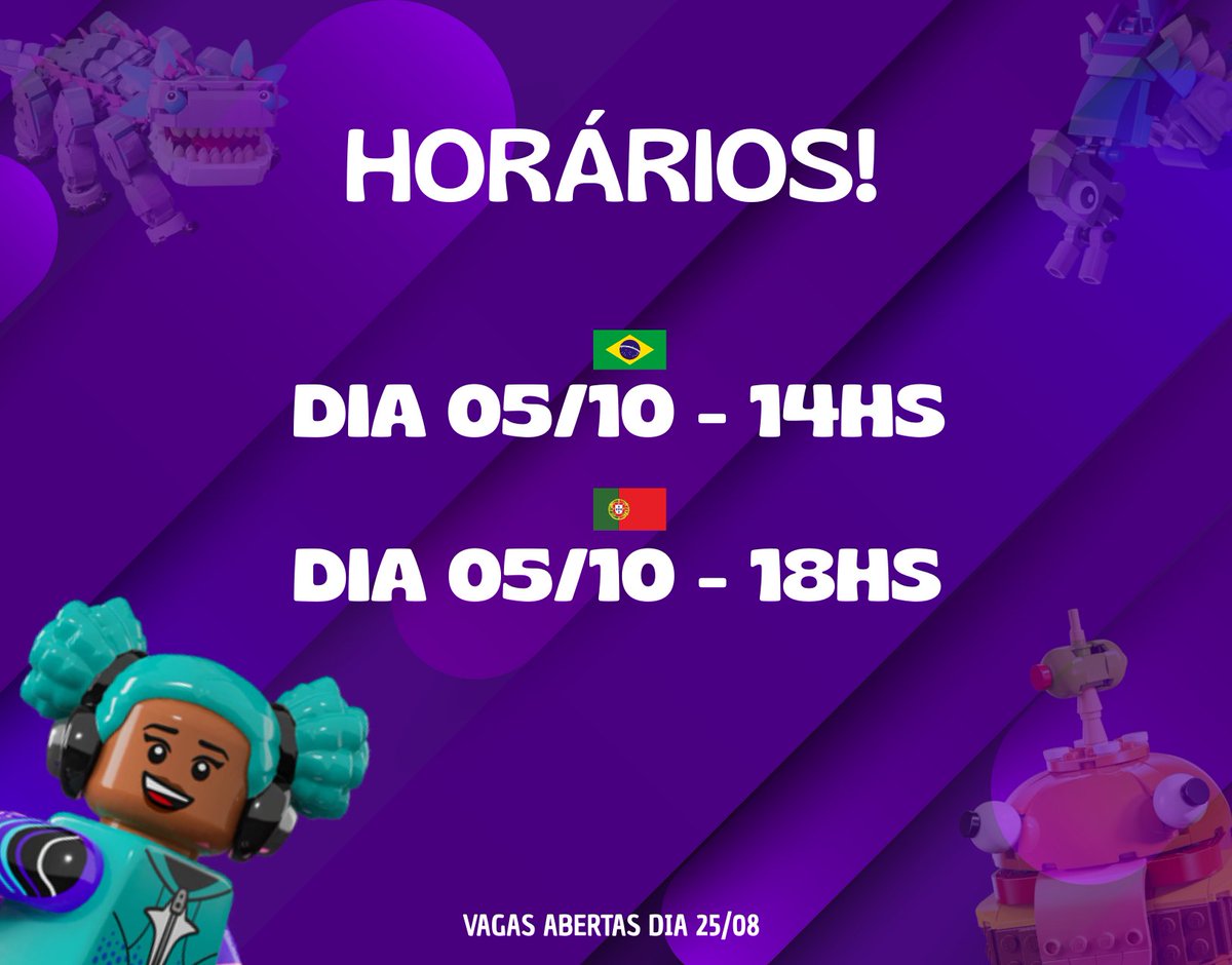 CONFIRA OS HÓRÁRIOS DO DESAFIO MODO LEGO!
x.com/ThallisonFN/st…