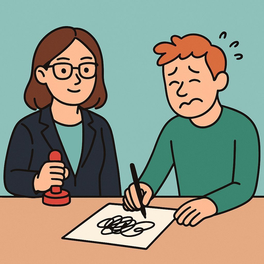 nwnotaryonthego's tweet image. We don’t judge your signature. If it looks like a toddler’s scribble, the law still counts it.

#MobileNotary #OregonNotary #NotaryHumor