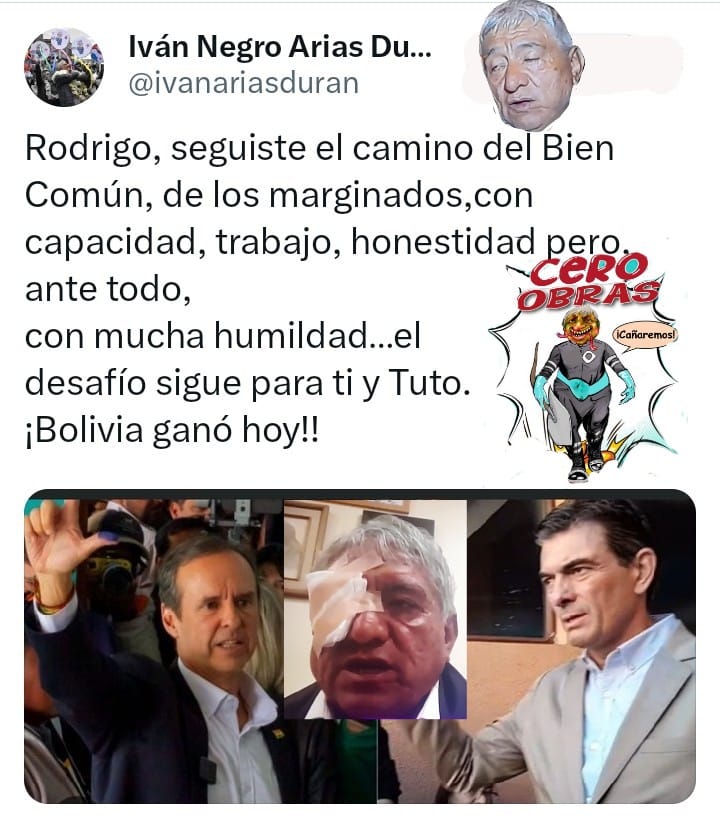 lanegraque85193's tweet photo. Ayyy el #Alcoholde #Figureti #IvanArias además de escribir con el QLO, ahora relaciona a su fallido "Bien Comun", con el PDC, este chupa bolas tratando de congraciarse con el de turno.
Te aviso que @areyes316 seguirá destapando la corrupción de tu #NoGestión en @LaPazAlcaldia. https://t.co/S1SAP3LQNw