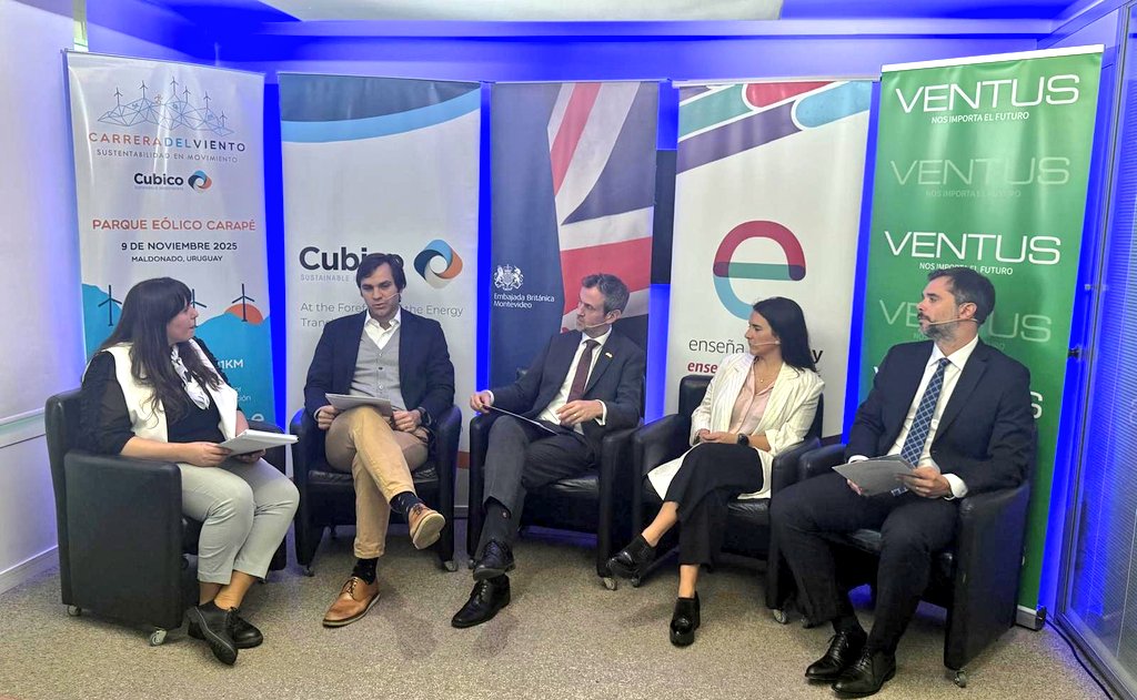 Inspirador haber compartido el panel de la #CarreraDelViento, una propuesta que promueve el desarrollo sostenible y la inclusión educativa. 

Celebramos el compromiso de Cubico Invest y <a href="/EnsenaUy/">Enseña Uruguay</a> 

¡Gracias por liderar este esfuerzo y a <a href="/Global_Ventus/">VENTUS</a> por recibirnos!