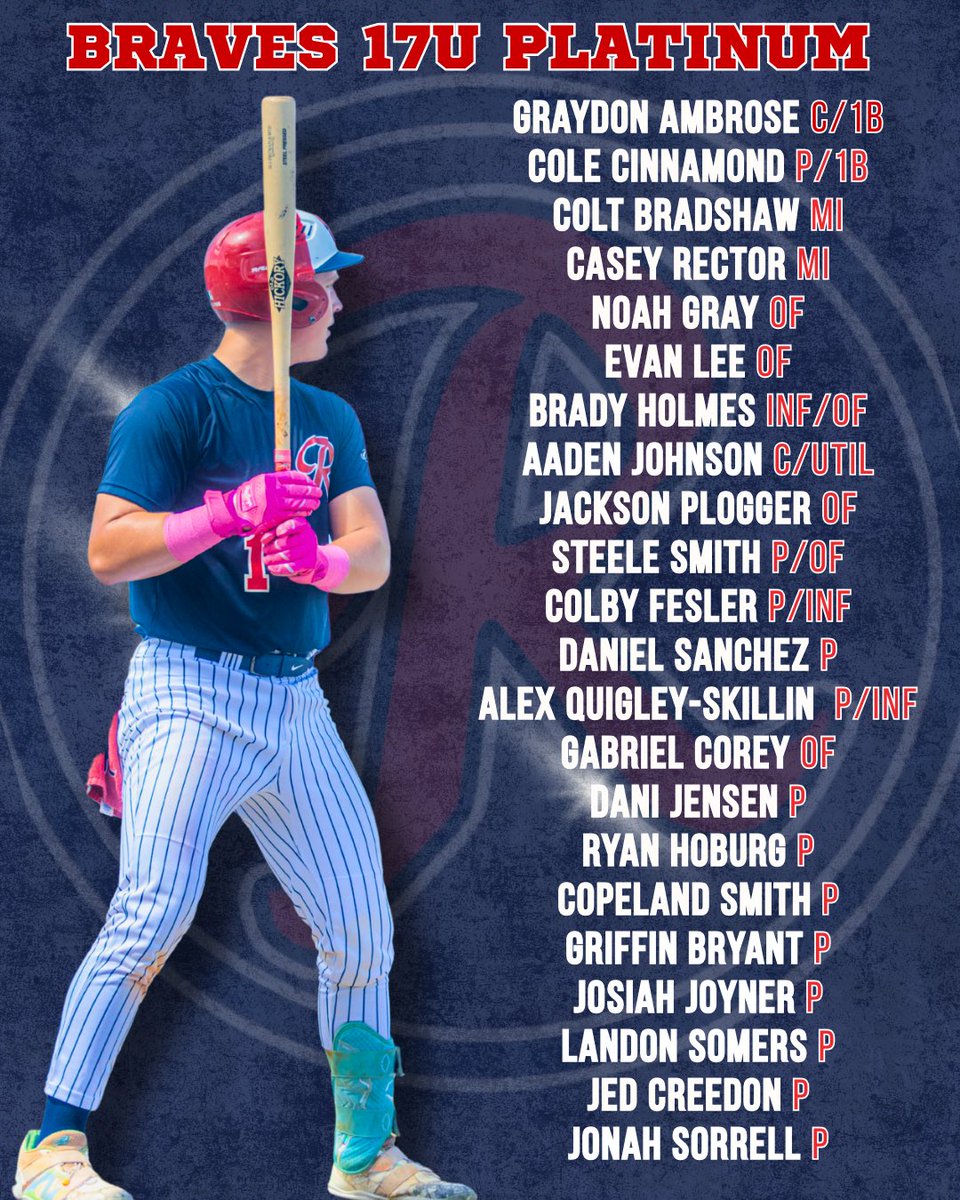 17u Platinum is geared up and ready to continue to prove they are one of the best teams in the country!

Full of high level prospects who play the game the right way! #bravesfamily💙❤️