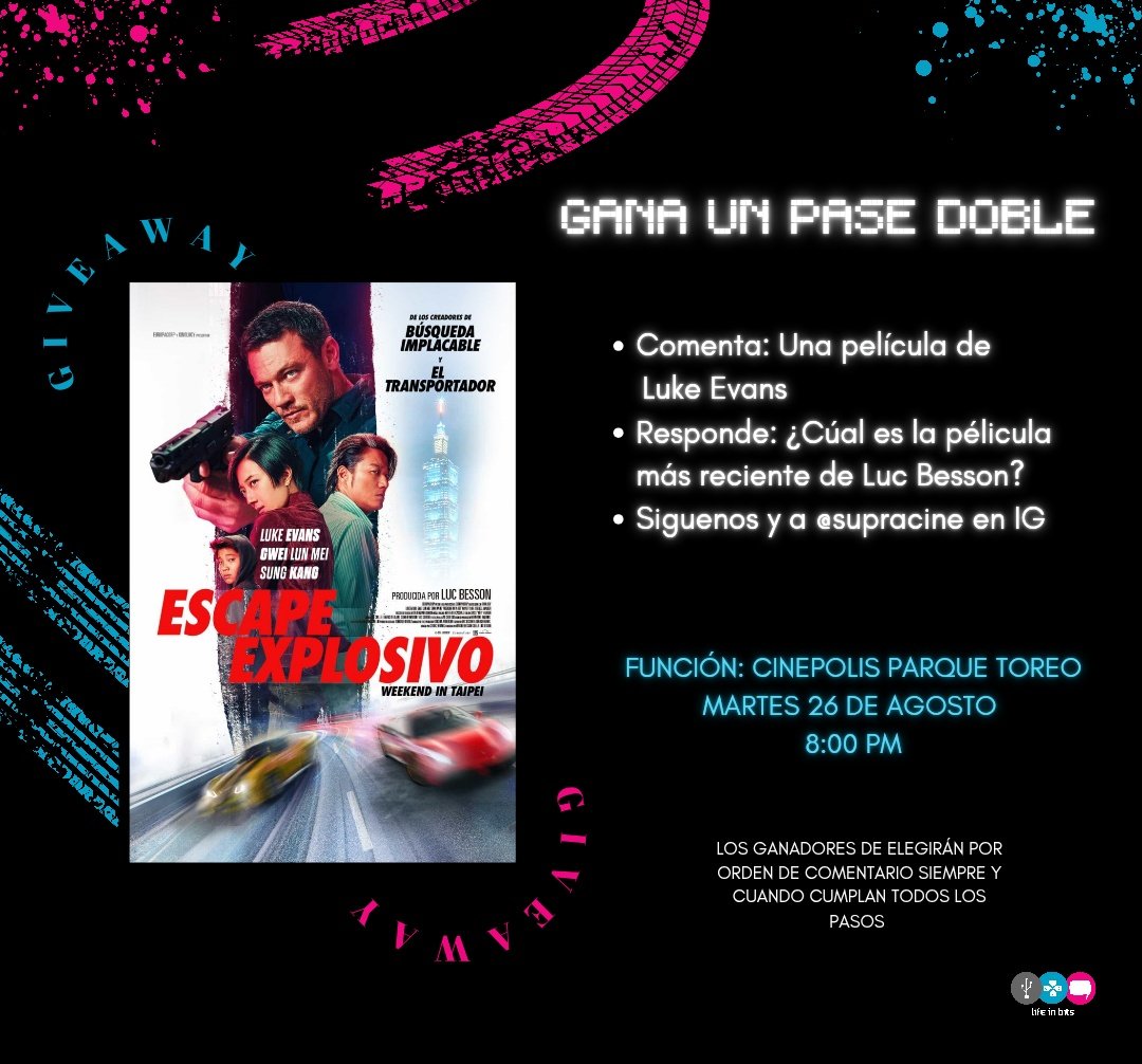 Gracias a #SupraCinema tenemos pases dobles para que disfrutes en la premier de #EscapeExplosivo.

Participa y sé uno de los ganadores 👾💥 

#giveaway #pasesparacine #peliculas