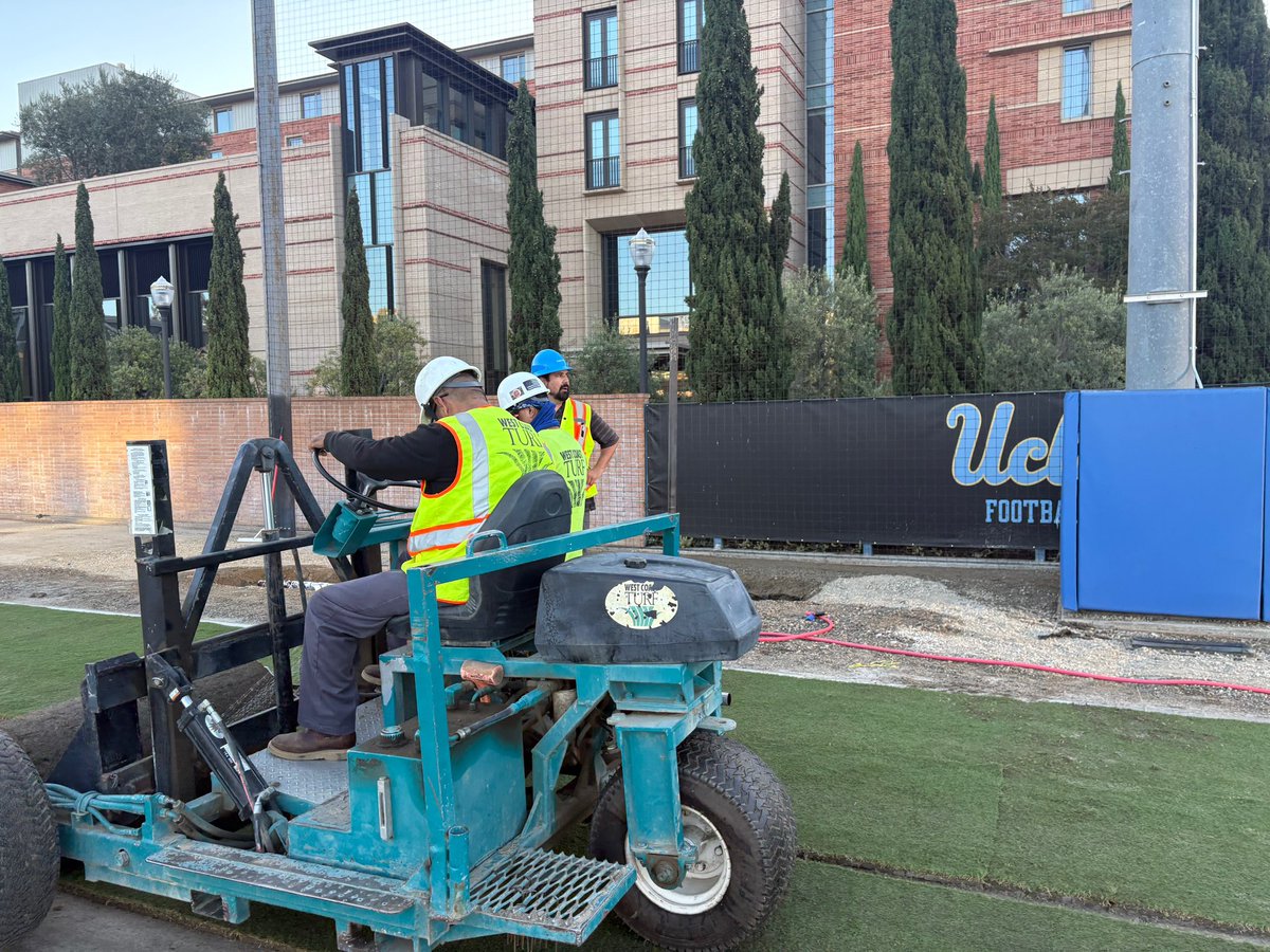 Converting one of Spaulding Field’s artificial turf practice fields for <a href="/UCLAFootball/">UCLA Football</a> to natural <a href="/Tahoma31Bermuda/">Tahoma 31</a> grass 💪. #keepitreal #naturalgrass #tahoma31 #uclafootball  #westcoastturf