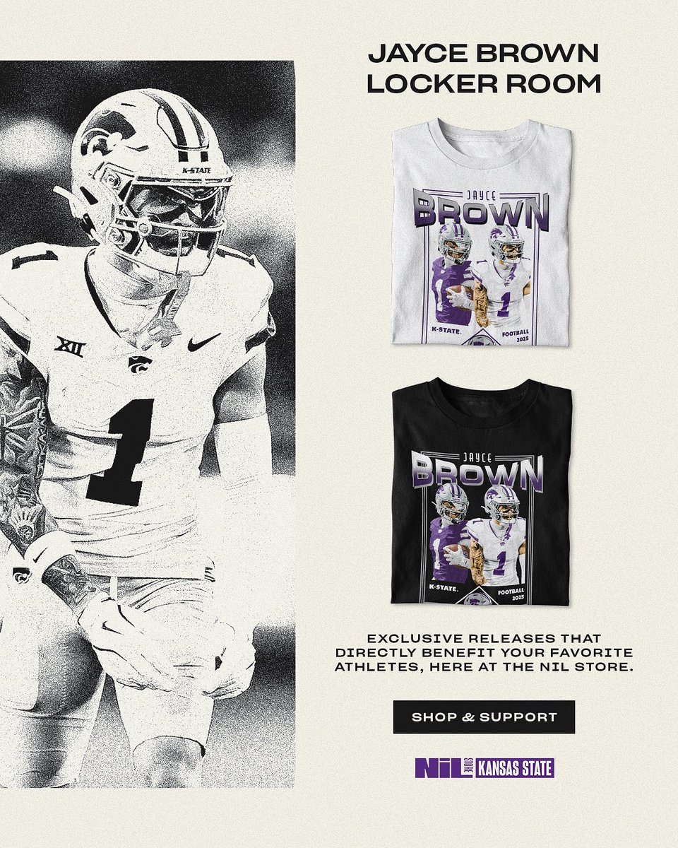 KStateNILStore's tweet image. The Jayce Brown Collection😤 

Shop here: nil.store/kansas-state/k…