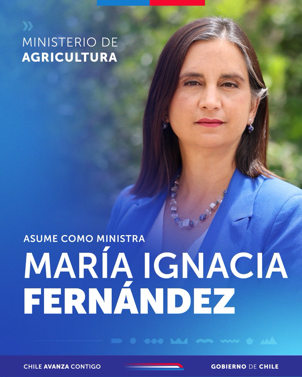 Le damos la bienvenida a la ministra Ignacia Fernández, que asume como titular del Ministerio de Agricultura.

¡Mucho éxito en su gestión!