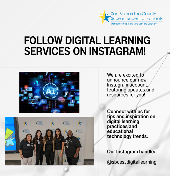 SBCSS_EdTech's tweet image. We’re on Instagram!
Follow Digital Learning Services @sbcss_digitallearning for tips, resources, and the latest in #EdTech and digital learning practices.
@DrSonal_EDU @JBoucher_Edu @doctorstem @TeacherCoats @hannahmousa123 

#EdTech #DigitalLearning #Inspiration