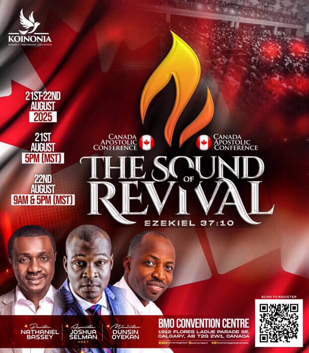Sound of Revival, Canada Schedule (Nigerian time)

12 midnight tonight

4pm tomorrow 

12 midnight tomorrow night
