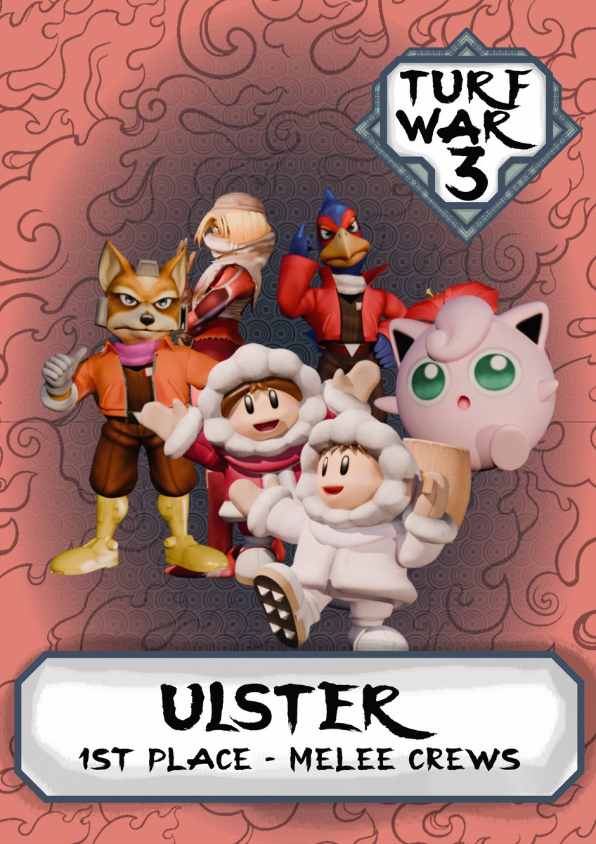 Congrats to our Melee Crews Champs, Ulster!

<a href="/FrogchipTS2/">Frogchip</a> 
<a href="/MagiMagiF/">David</a> 
<a href="/jeef_60/">Jeef</a> 
Maxy
Brogue

🎨<a href="/wannabezensaint/">Popstar</a>