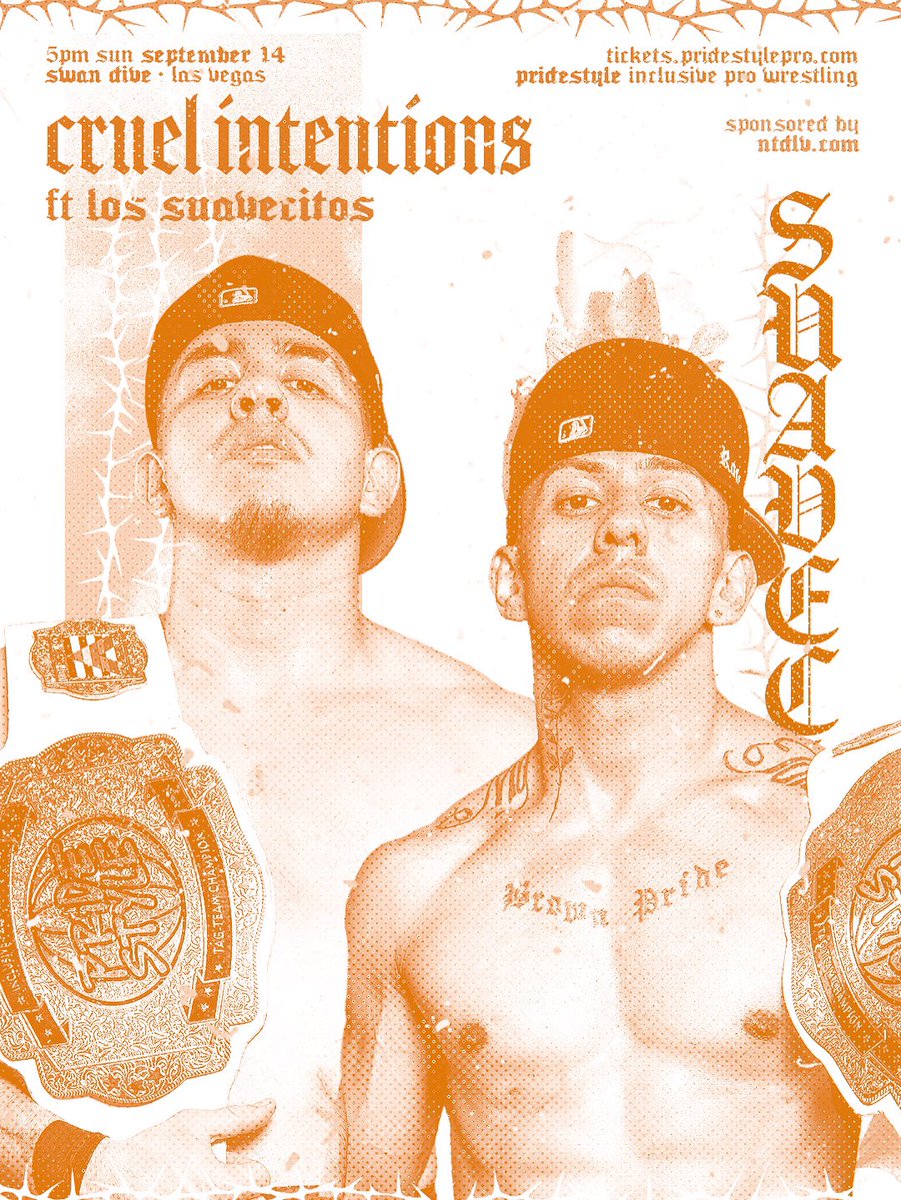 PrideStyle π€ Inclusive Pro Wrestling (@pridestylepro) on Twitter photo PrideStyle Tag-Team Champions πππ ππππππππππ live in Las Vegas!
Theres only two rules, no bigots & bangers only!
DOORS, BAR, & MARKET OPEN AT 5PM
PrideStyle 40: πππππ ππππππππππ
Sun 9/14 β’ 5PM β’ Swan Dive LV 21+
tickets.pridestylepro.com PrideStyle Tag-Team Champions πππ ππππππππππ live in Las Vegas!
Theres only two rules, no bigots & bangers only!
DOORS, BAR, & MARKET OPEN AT 5PM
PrideStyle 40: πππππ ππππππππππ
Sun 9/14 β’ 5PM β’ Swan Dive LV 21+
tickets.pridestylepro.com