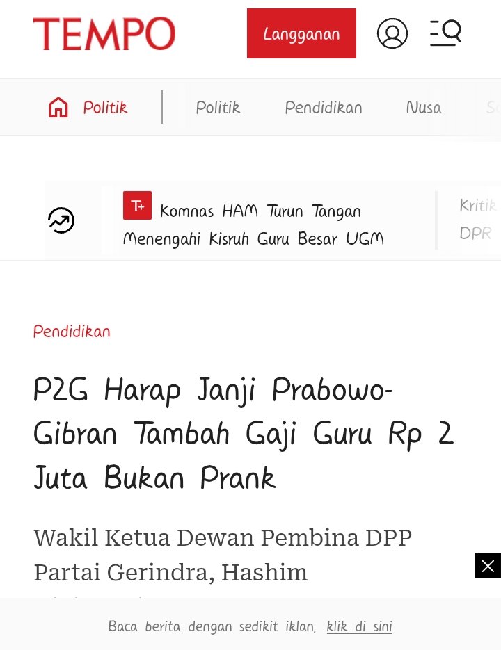 Tedy Bambang (@tedy_bambang) on Twitter photo Direalisasikan janji kampanye untuk kenaikan gaji guru, pak..
<a href="/prabowo/">Prabowo Subianto</a>
<a href="/Gerindra/">Partai Gerindra</a>
<a href="/bang_dasco/">Prof .Sufmi Dasco Ahmad</a>
<a href="/DPR_RI/">DPR RI</a> Direalisasikan janji kampanye untuk kenaikan gaji guru, pak..
<a href="/prabowo/">Prabowo Subianto</a>
<a href="/Gerindra/">Partai Gerindra</a>
<a href="/bang_dasco/">Prof .Sufmi Dasco Ahmad</a>
<a href="/DPR_RI/">DPR RI</a>