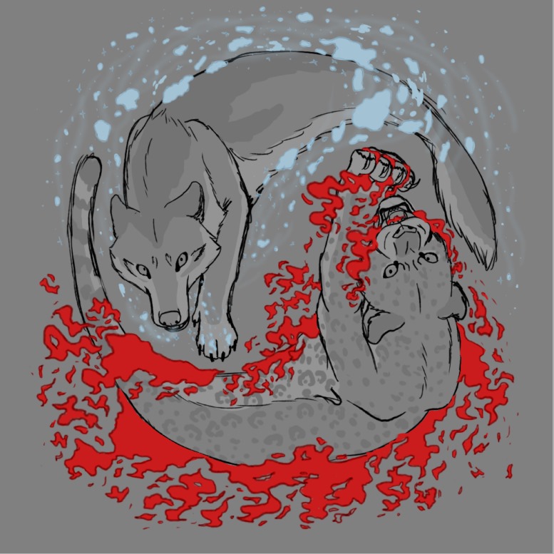 wolfanabr's tweet photo. Rascunho da estampa da minha sala do terceirão... 

#arte #onça #lobo #desenho #artwork
#estampa #Print #rascunho #sketch #fire #snow https://t.co/6OHi2S8W1k