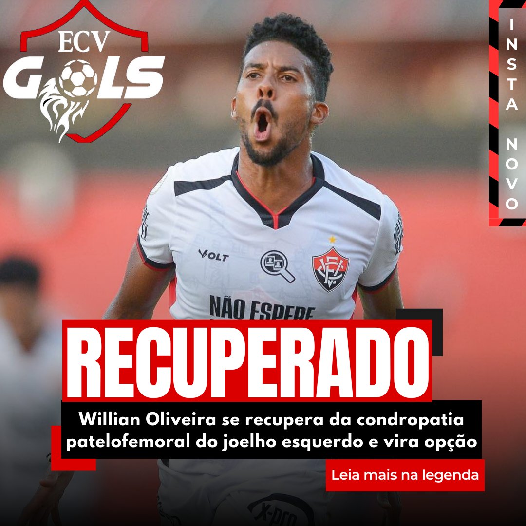 Ecv_Gols's tweet image. Willian Oliveira será opção para o técnico Fábio Carille diante do Flamengo.

O volante se recuperou da condropatia patelofemoral do joelho esquerdo.