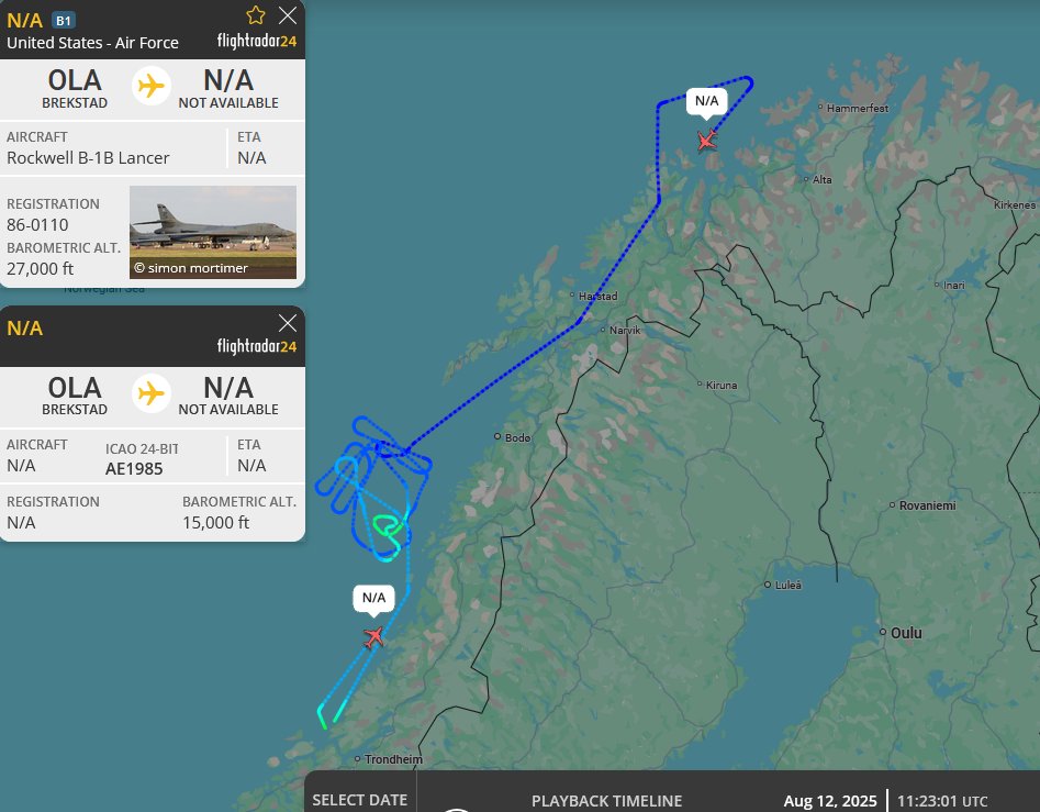 SirListenalot's tweet photo. #B1's at Ørland are #AE6BD2, #AE6BF2 and miscode #AE1985 (departed Dyess Aug08). 
🎥 https://t.co/v3iFqXfygB https://t.co/ASr7G8IQ0z
