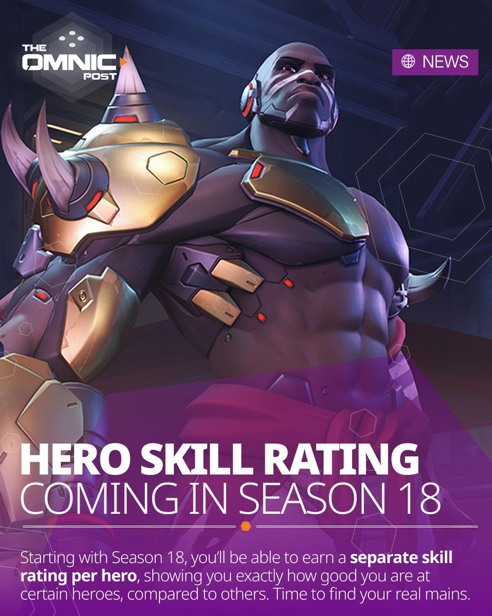 Starting with Season 18, you’ll be able to earn a separate skill rating per hero, showing you exactly how good you are at certain heroes, compared to others. Time to find your real mains.