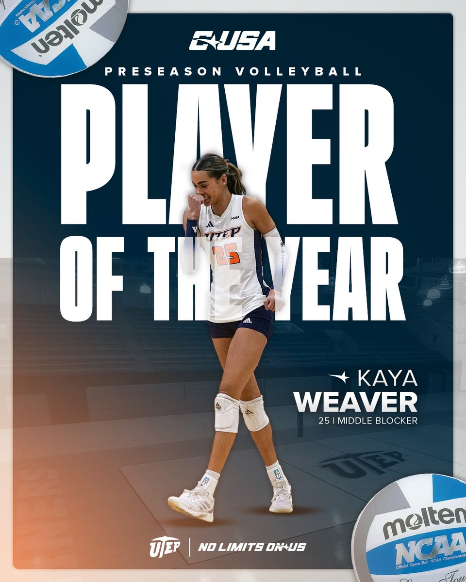 Conference USA (@conferenceusa) on Twitter photo ๐PRESEASON PLAYER OF THE YEAR๐
Kaya Weaver, <a href="/UTEPVB/">UTEP Volleyball</a>
#NoLimitsOnUs | bit.ly/4mubWbr ๐PRESEASON PLAYER OF THE YEAR๐
Kaya Weaver, <a href="/UTEPVB/">UTEP Volleyball</a>
#NoLimitsOnUs | bit.ly/4mubWbr