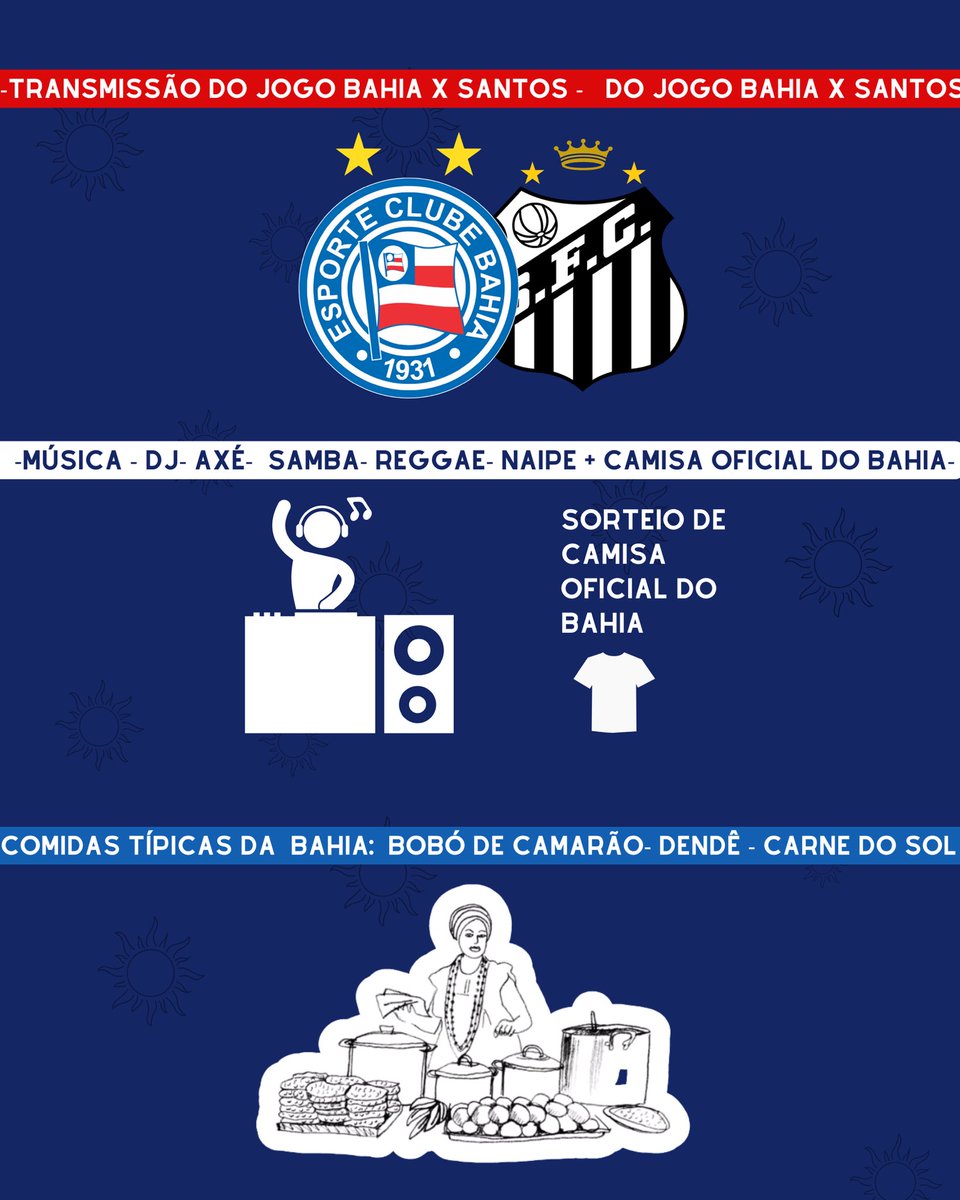 🔵 AFTER BAHIA DAY 🔴
Dom, 24/08 – 17h
213-215 Langworthy Rd, Salford, Manchester

Música, sorteios, brindes, comida típica e transmissão de Bahia x Santos!

Dress Code: Azul, vermelho e branco.
Brindes limitados!