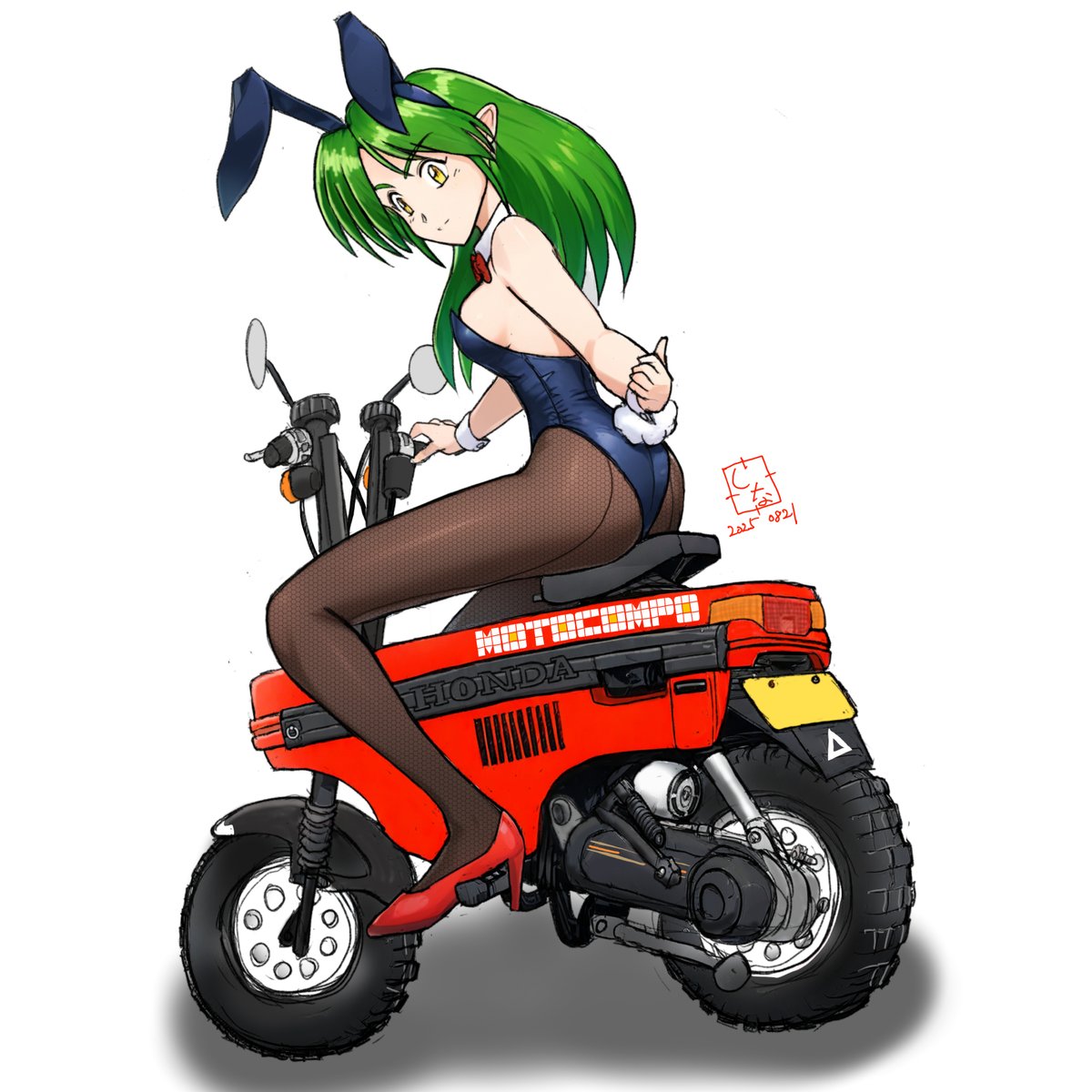 「というわけで時間短縮のためにペン入れ省略と人物&バイクを分けずに描いても2時間ほ」|しなののイラスト