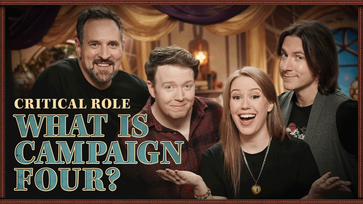 Critical Role (@criticalrole) on Twitter photo LET'S TALK CAMPAIGN 4๏ธโฃ
THE WORLD โฐ๏ธ
THE SYSTEM ๐ฒ
THE PLAYERS ๐ญ
Get the full scoop on our next adventure as @willingblam, @marisha_ray, and <a href="/matthewmercer/">Matthew Mercer</a> sit down with #CriticalRole Campaign 4 Game Master Brennan Lee Mulligan to go over all the details - available RIGHT LET'S TALK CAMPAIGN 4๏ธโฃ
THE WORLD โฐ๏ธ
THE SYSTEM ๐ฒ
THE PLAYERS ๐ญ
Get the full scoop on our next adventure as @willingblam, @marisha_ray, and <a href="/matthewmercer/">Matthew Mercer</a> sit down with #CriticalRole Campaign 4 Game Master Brennan Lee Mulligan to go over all the details - available RIGHT
