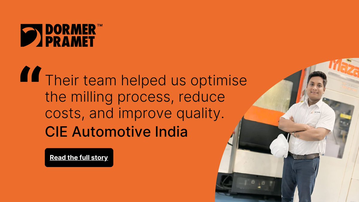 “Their team helped us optimize the milling process, reduce costs, and improve quality.”
— CIE Automotive India
Read the full story dormerpramet.com/uk-ie/en/case-…
#DormerPramet #CertaintyAtEveryTurn #Partnership #Tooling