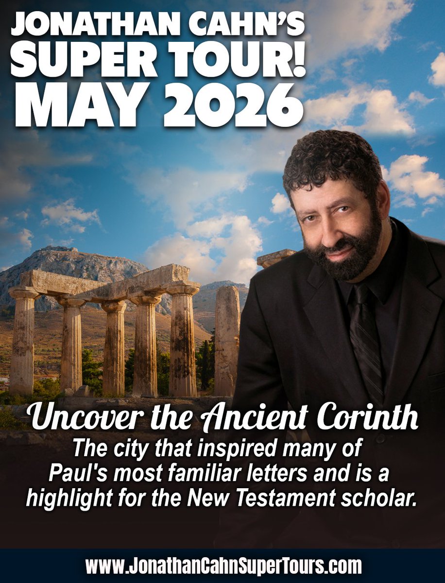 Jonathan_Cahn's tweet photo. The city that inspired many of Paul's most familiar letters and is a highlight for the New Testament scholar.
🗓 May 12 to 20, 2026
Seats Are Limited – Reserve Your Seat Now!
👉To find out more - click here: https://t.co/PF7r447wcK
#jonathancahn #RevelationTour https://t.co/t90Qp2Z6yi