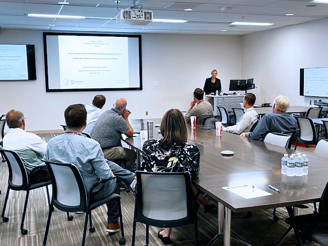 ✨ Our August Seminar Series was a success!
A huge thank you to our special guest speaker, Dr. Ivona Aksentijevich, for her insightful presentation: “New Concepts in Genomic Medicine of Rheumatological Disease: Genetically Transitional Disease and Somatic Mutations.”