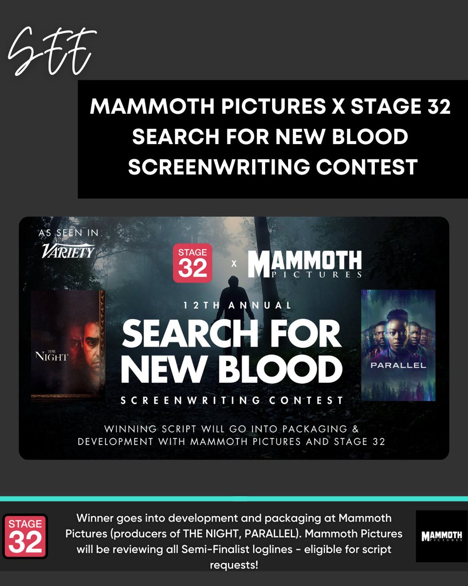 ScreenwriterMaV's tweet image. @Stage32 + @mammothpictures Search for New Blood Screenwriting Contest ✍️ 😱 🧛‍♂️ 👻 🔪

stage32.com/blog/the-stage…

@RBwalksintoabar @Stage32Scripts

#IAmStage32 #ScriptContest #Screenwriting #Screenwriter #SpecScript #TVWriter #Horror #HorrorWriter #HorrorFam #HorrorCommmunity
