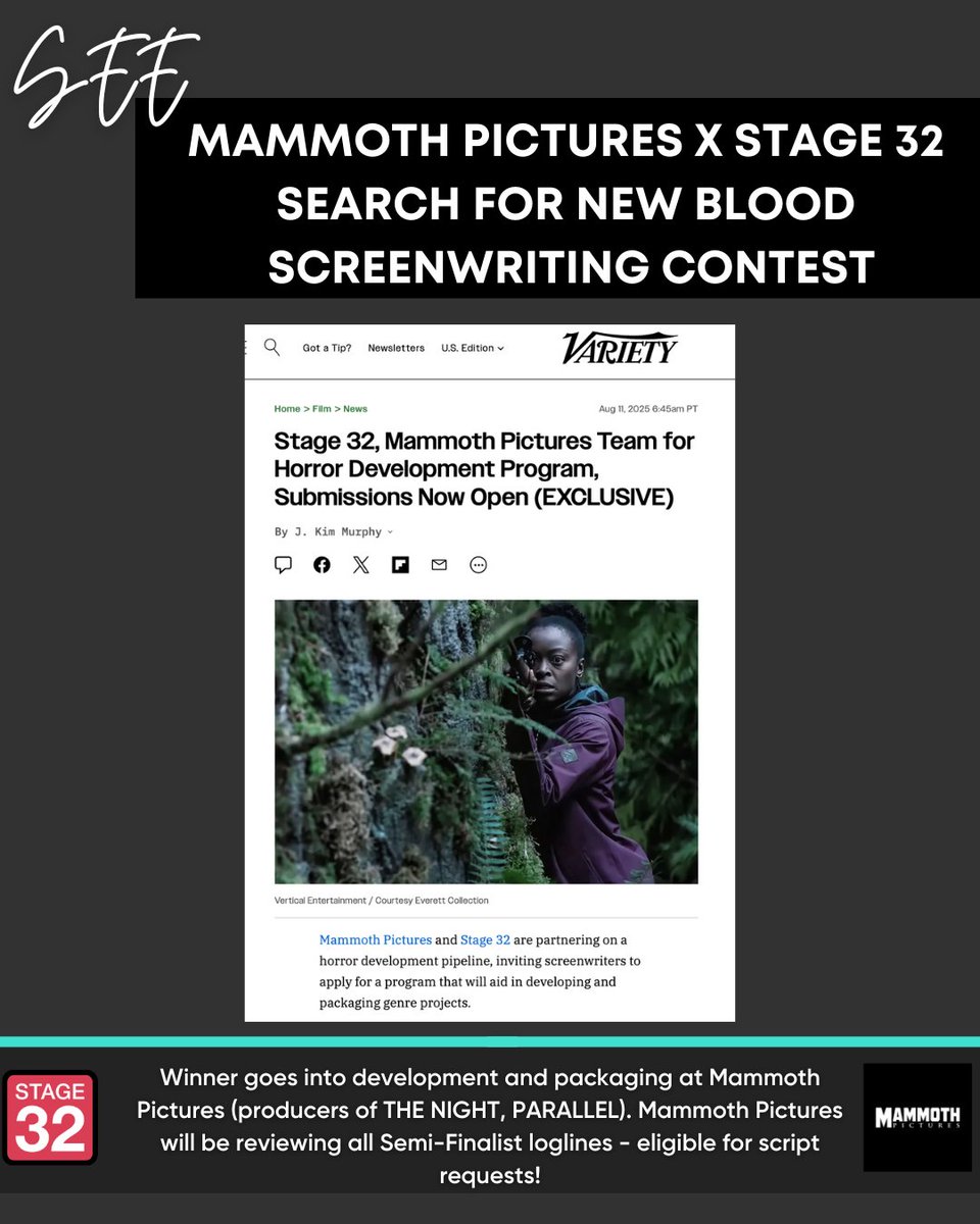 ScreenwriterMaV's tweet image. @Stage32 + @mammothpictures Search for New Blood Screenwriting Contest ✍️ 😱 🧛‍♂️ 👻 🔪

stage32.com/blog/the-stage…

@RBwalksintoabar @Stage32Scripts

#IAmStage32 #ScriptContest #Screenwriting #Screenwriter #SpecScript #TVWriter #Horror #HorrorWriter #HorrorFam #HorrorCommmunity