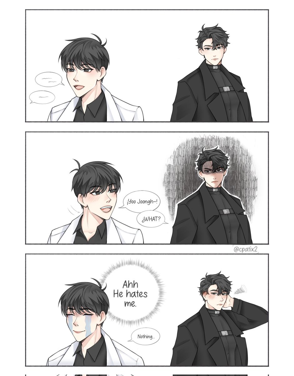 "𝘏𝘦 𝘩𝘢𝘵𝘦𝘴 𝘮𝘦"
No, it's definitely not that.
#ORV #joongdok #중독