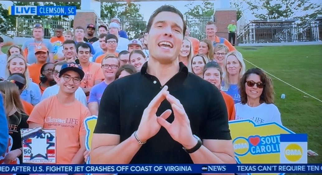 I’m so proud of my brother. He is starting his last year of <a href="/clemsonlife1/">ClemsonLIFE</a> and was on <a href="/GMA/">Good Morning America</a> this morning! Love you Chris! 
<a href="/clemsonsoftball/">Clemson Softball 🥎</a> 
<a href="/ClemsonLacrosse/">Clemson Lacrosse</a>