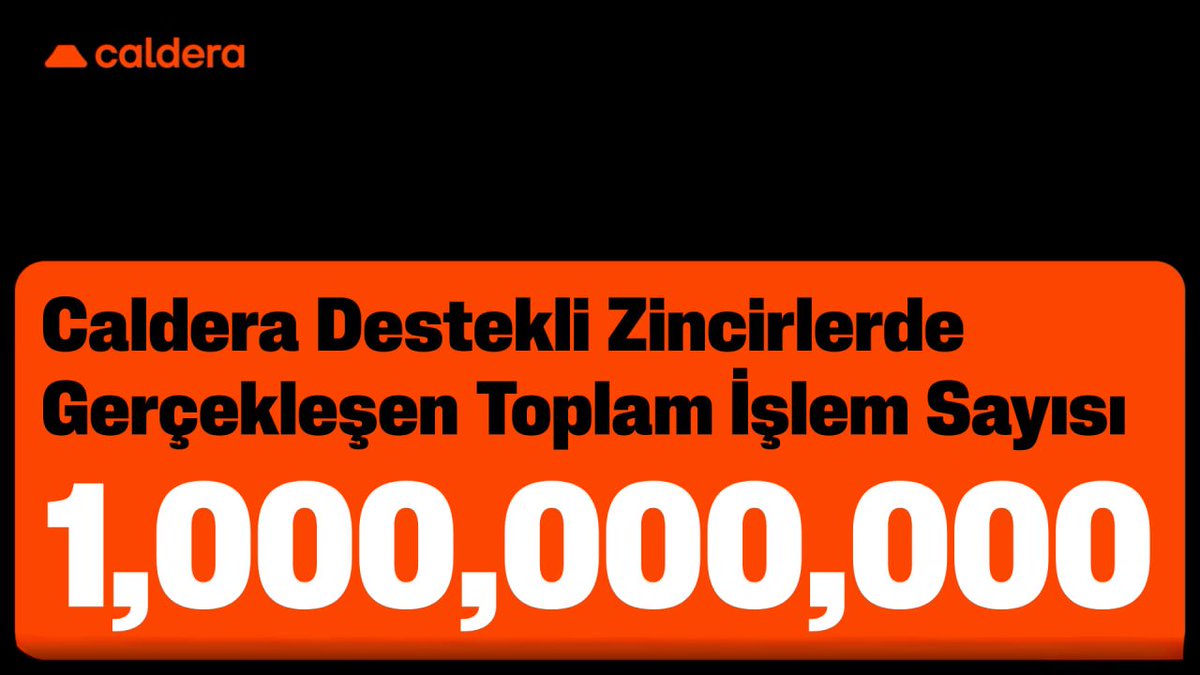Caldera ekosisteminde heyecan verici haberler bitmiyor! 🌋

#Caldera destekli zincirlerde toplam işlem sayısı 1 milyarı aştı.

#JustScaleIt 🧡
