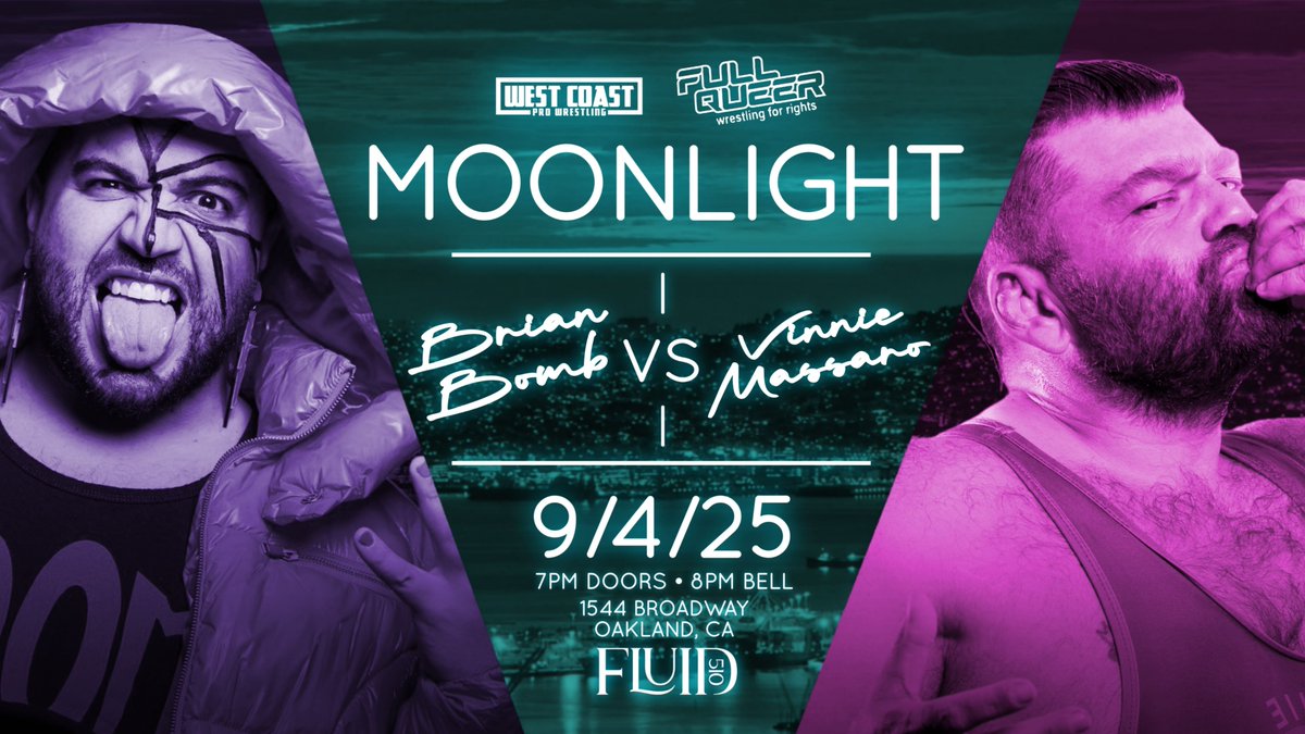 MATCH ANNOUNCEMENT!

Brian Bomb vs Vinnie Massaro!

This will be a charity show with all proceeds going to Oakland To All.

Moonlight
September 4th 2025
Fluid510
Oakland, Ca
WestCoastPro.EventBrite.Com