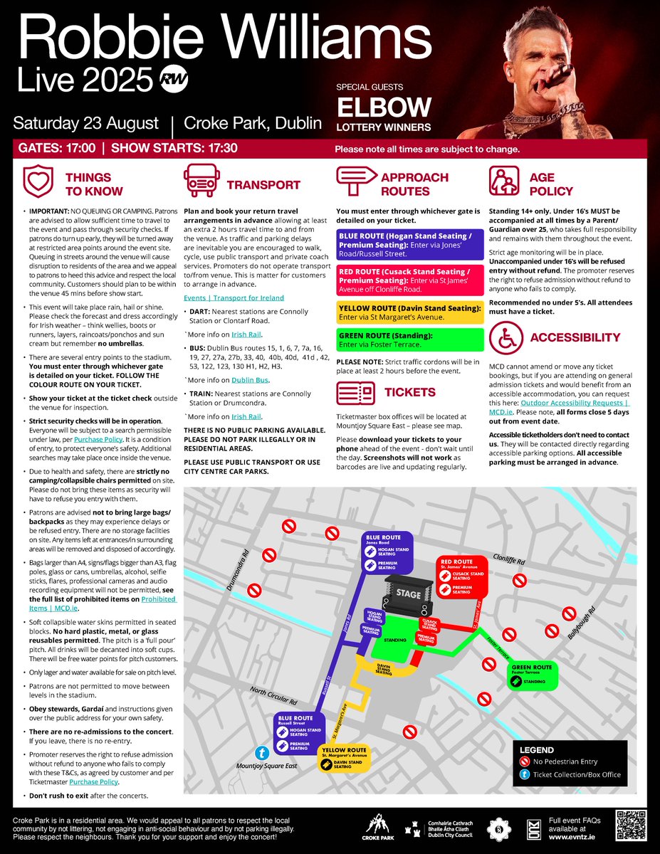 Let us entertain you! 🕺 🎤 ⚡ 

Here is everything you need to know about Robbie Williams at Croke Park this Saturday. For further information please visit mcd.ie/news/robbie-wi…