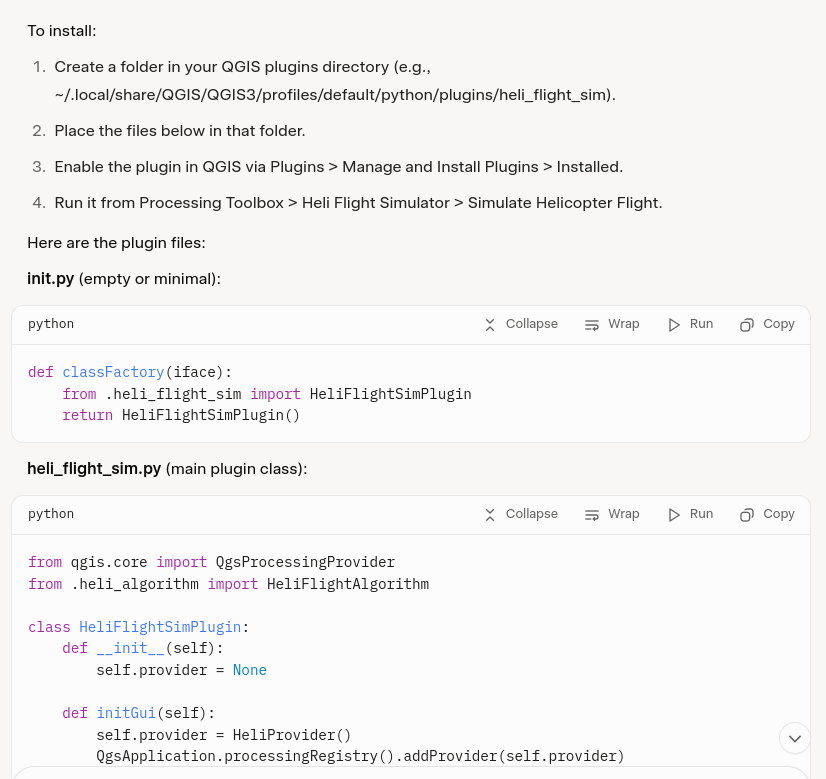 Me like 😮 seeing this. I've already acquired a few C++ utilities this way (all under a free license on my GitHub) but it only occurred to me to try this today. We'll see what happens.
#GIS #geodata #GIS #QGIS #coding #GISchat #AI