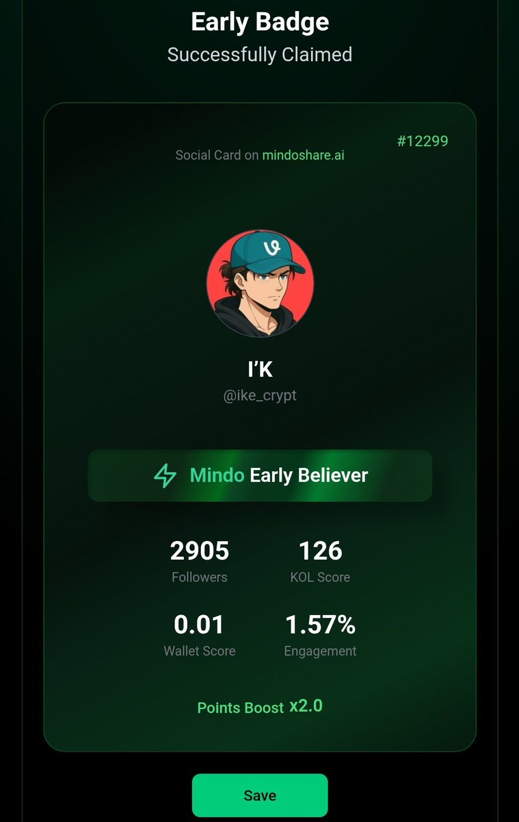 another new wave of infofi?
might be alpha, who knows

just claimed my early badge role for <a href="/MindoAI/">Mindō AI</a>
my friend <a href="/starrrrweb3/">STAR. ⭐️</a> just shilled me this

register here👇

mindoshare.ai/kol?ref=cmelnk…