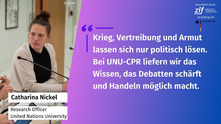 AA_stabilisiert's tweet photo. Multilateralismus ist unter Beschuss, aber in Zeiten globaler Krisen mehr denn je gefragt. Catharina Nickel erarbeitet als Research Officer bei der @ununiversity Analysen und Fallstudien zu Friedensmissionen. Sekundiert über @aa_stabilisert und @zif_berlin #onamissionforpeace https://t.co/3UZtzVXpEp