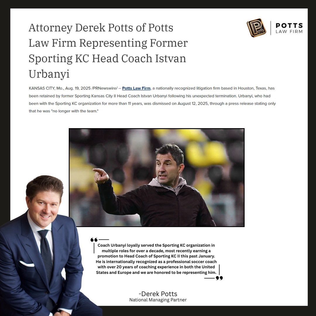 I'm proud to be representing another professional coach, former Sporting Kansas City Head Coach #IstvanUrbanyi, in his legal claims.

🔗 Hit the link to read more: prnewswire.com/news-releases/…

#SportsLaw #KansasCity #Law