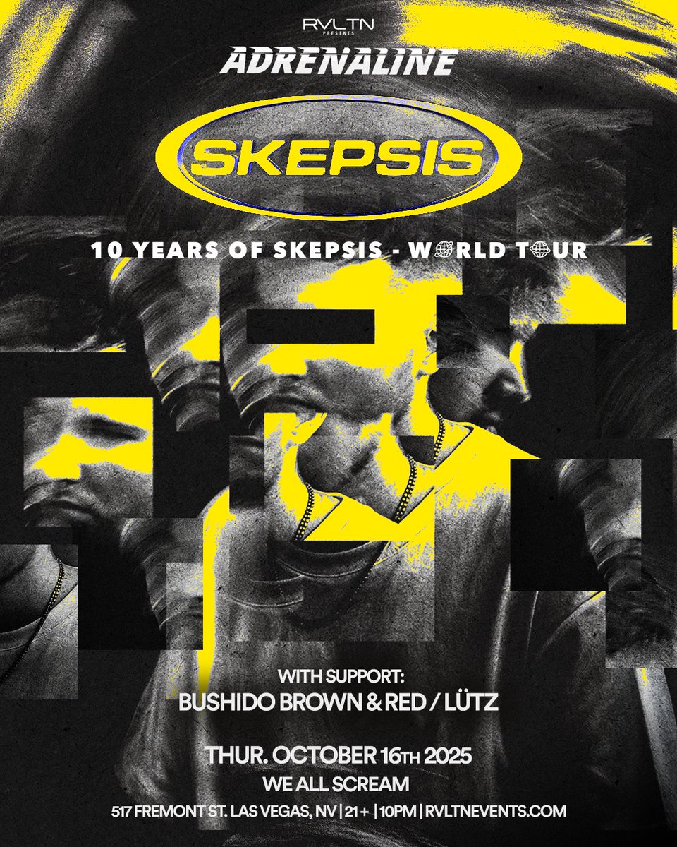 RVLTN Events ® (@ravealation) on Twitter photo 10 years of SKEPSIS💥 & he is celebrating with a WORLD WIDE TOUR🎉
@SkepsisMusic_UK steps foot in DTLV on Thursday, October 16th in the back of <a href="/WeAllScreamDTLV/">We All Scream</a> & this is going to be BONKERS😈. We can't wait to celebrate all that he has accomplished with MORE to come in his near 10 years of SKEPSIS💥 & he is celebrating with a WORLD WIDE TOUR🎉
@SkepsisMusic_UK steps foot in DTLV on Thursday, October 16th in the back of <a href="/WeAllScreamDTLV/">We All Scream</a> & this is going to be BONKERS😈. We can't wait to celebrate all that he has accomplished with MORE to come in his near