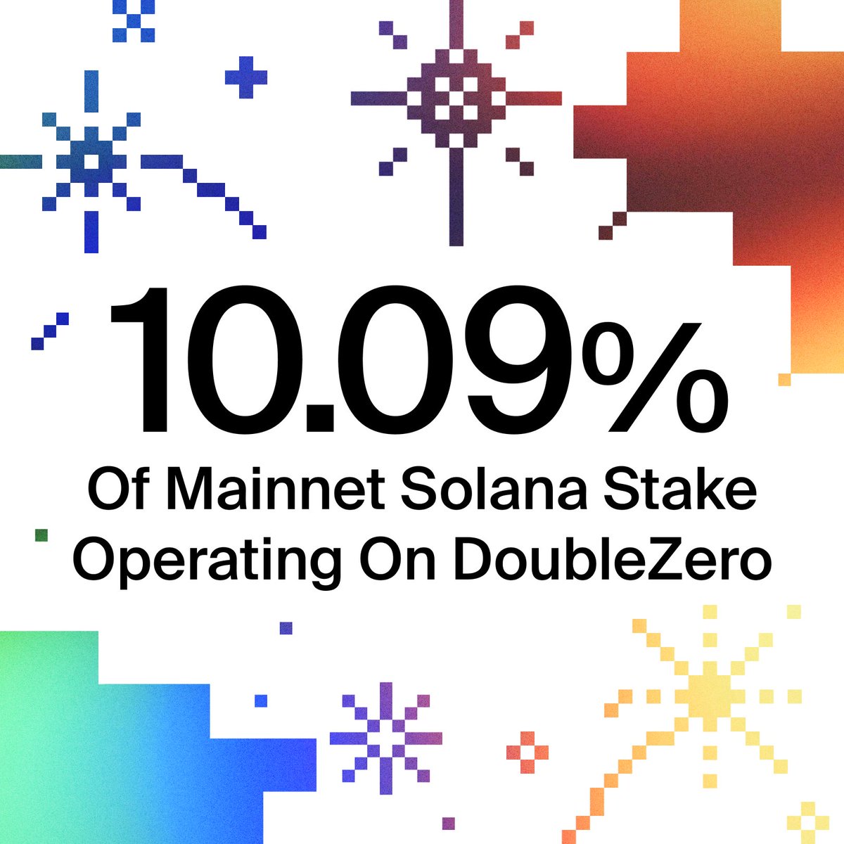 DoubleZero에서 운영되는 Mainnet Solana 스테이크 10.09%를 보여주는 그래픽