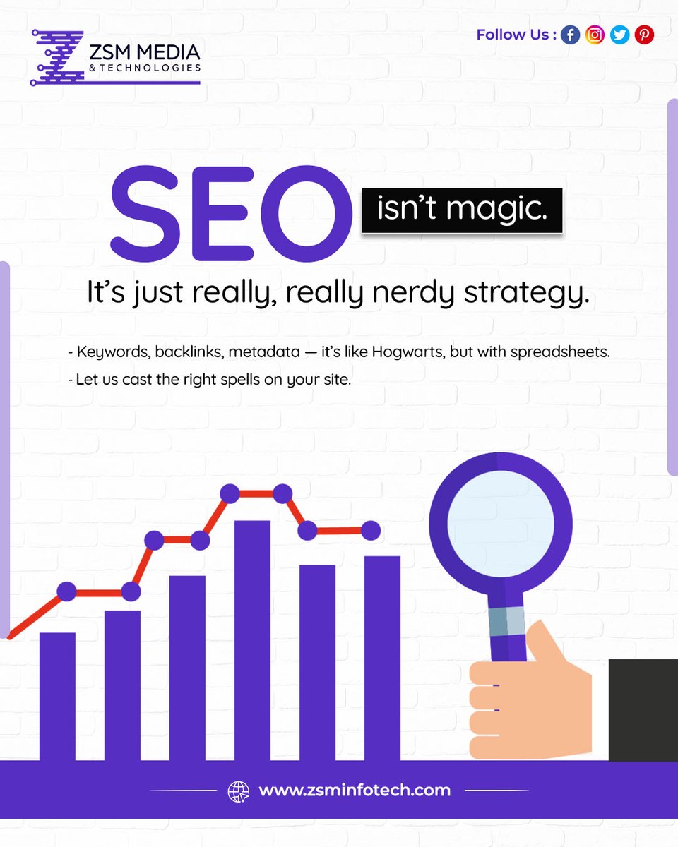 zsminfotech25's tweet image. SEO isn’t magic it’s just really nerdy strategy. 😎📊
Think Hogwarts, but with spreadsheets.
Let us cast the right spells on your site.
👉 zsminfotech.com
#SEO #ZSMMedia #RankSmart #DigitalMarketing