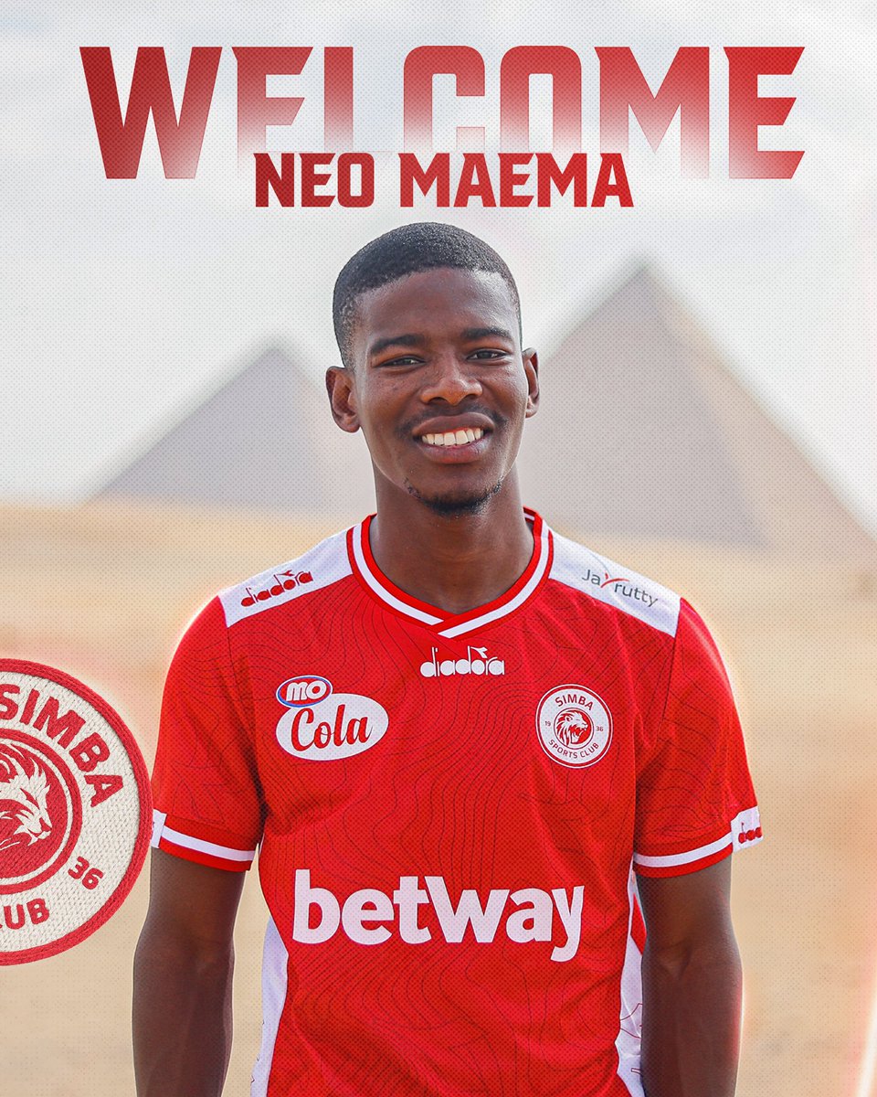 𝗕𝗥𝗘𝗔𝗞𝗜𝗡𝗚‼️

Tanzanian giants Simba SC have announced the signing of former Mamelodi Sundowns midfielder Neo Maema. 

#NguvuMoja