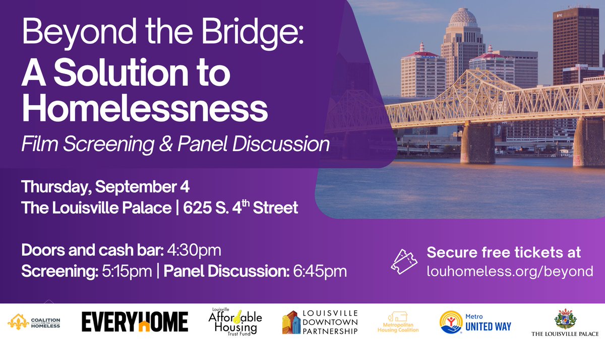TrueUpKY's tweet image. Join True Up and register today to attend a special screening of 'Beyond the Bridge: A Solution to Homelessness'—discover powerful stories and real pathways toward ending unsheltered homelessness. Sign up now: bit.ly/4mYhyKZ