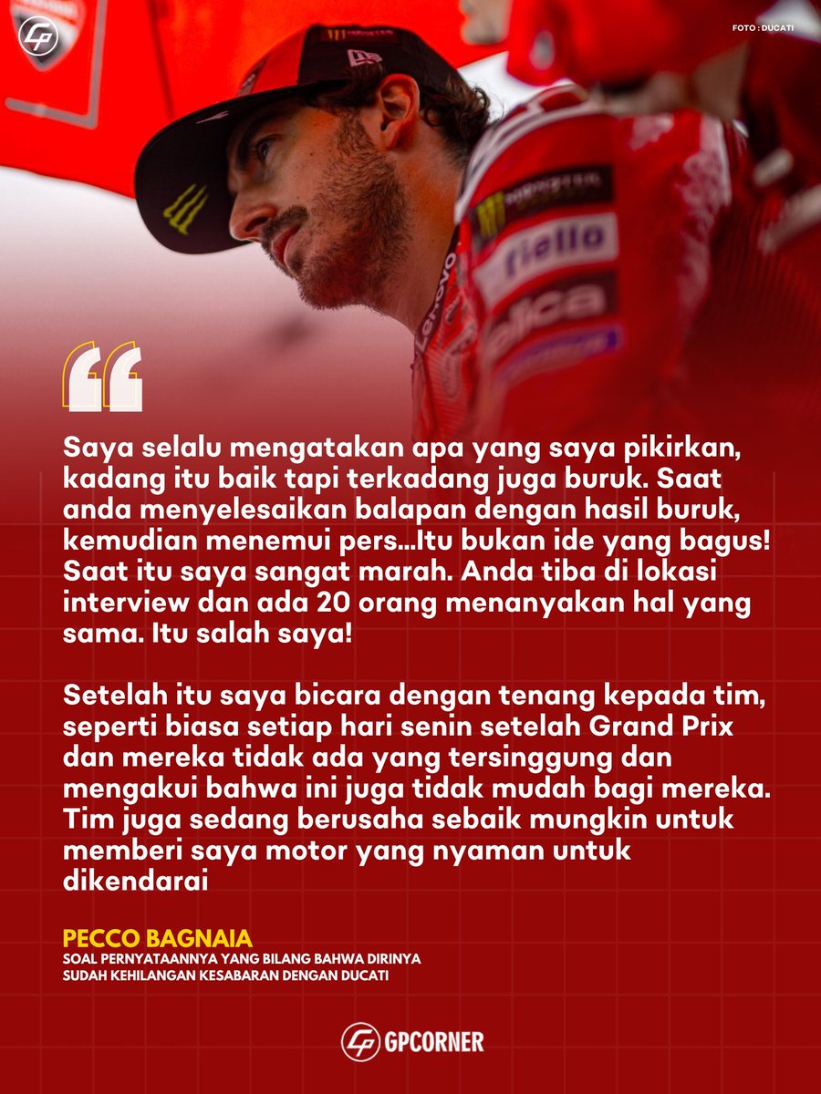 gpcorner's tweet photo. Pecco bilang kemarin dirinya masih emosi bro, dia juga sudah bicara demgan timnya dan mereka biasa saja
#HungarianGP #FB1 https://t.co/QHteznkOEg