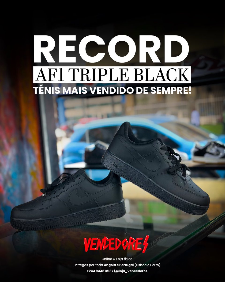 🔥 RECORD ABSOLUTO! 🔥
O AF1 Triple Black é o tênis mais vendido de sempre e não é por acaso.
Clássico, versátil e imbatível no estilo. 🖤

👉 Garante já o teu par antes que esgote!

📲 Encomendas via WhatsApp: +244 944878137
📍 Online &amp; Loja Física
Siga-nos: <a href="/loja_vencedores/">Loja Vencedores 🏆🇦🇴</a>