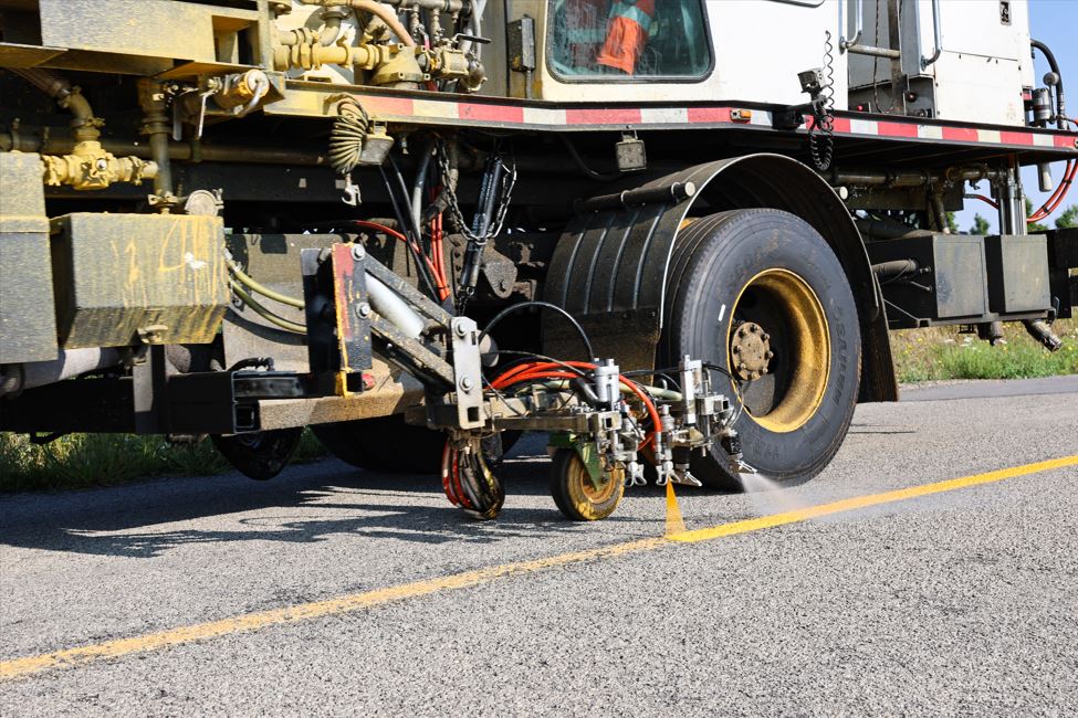 cityofhamilton's tweet photo. Our road painting program is underway. Crews are refreshing crosswalks and lane markings to help keep motorists, cyclists &amp; pedestrians safe. Thank you for your continued patience as we complete these maintenance activities that help keep our roads and community safe. https://t.co/hAdyYZMG2J