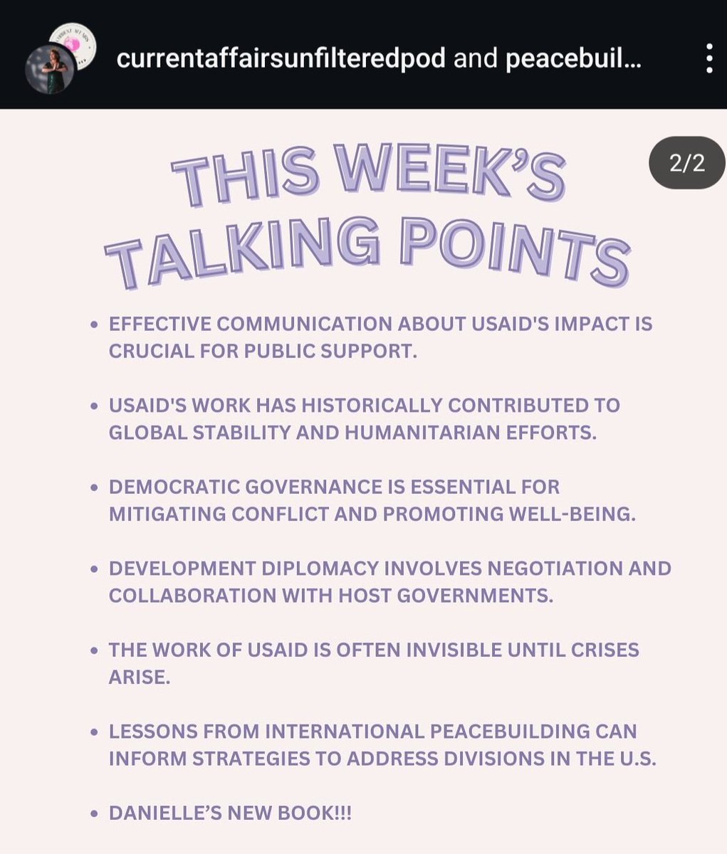 I recently sat down with the Current Affairs Unfiltered podcast to talk about USAID, media literacy, and the state of democracy in America. Below is the link to our conversation. 

Peacebuilders unite! 🙏❤️🕊

podbean.com/ew/pb-8xisq-19…