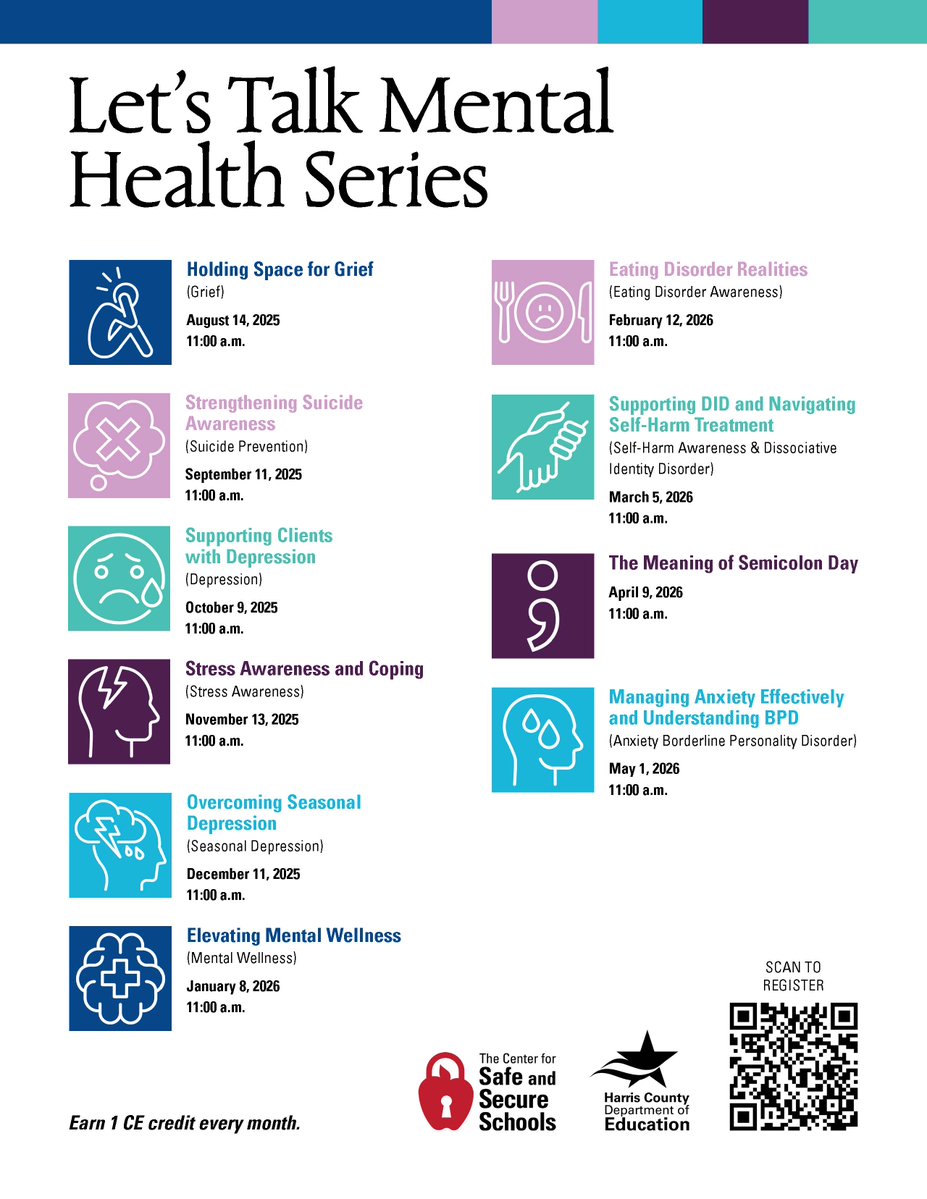 Harris County Department of Education (@hcdetx) on Twitter photo Starting the conversation is the hardest part. <a href="/CSSS_hcde/">Center for Safe and Secure Schools</a>’s new Let’s Talk Mental Health Series is here to help. Join monthly sessions designed to break stigmas, share resources and empower you to support yourself and others. Learn more and register at hcde-texas.org/csss/workshops…. Starting the conversation is the hardest part. <a href="/CSSS_hcde/">Center for Safe and Secure Schools</a>’s new Let’s Talk Mental Health Series is here to help. Join monthly sessions designed to break stigmas, share resources and empower you to support yourself and others. Learn more and register at hcde-texas.org/csss/workshops….