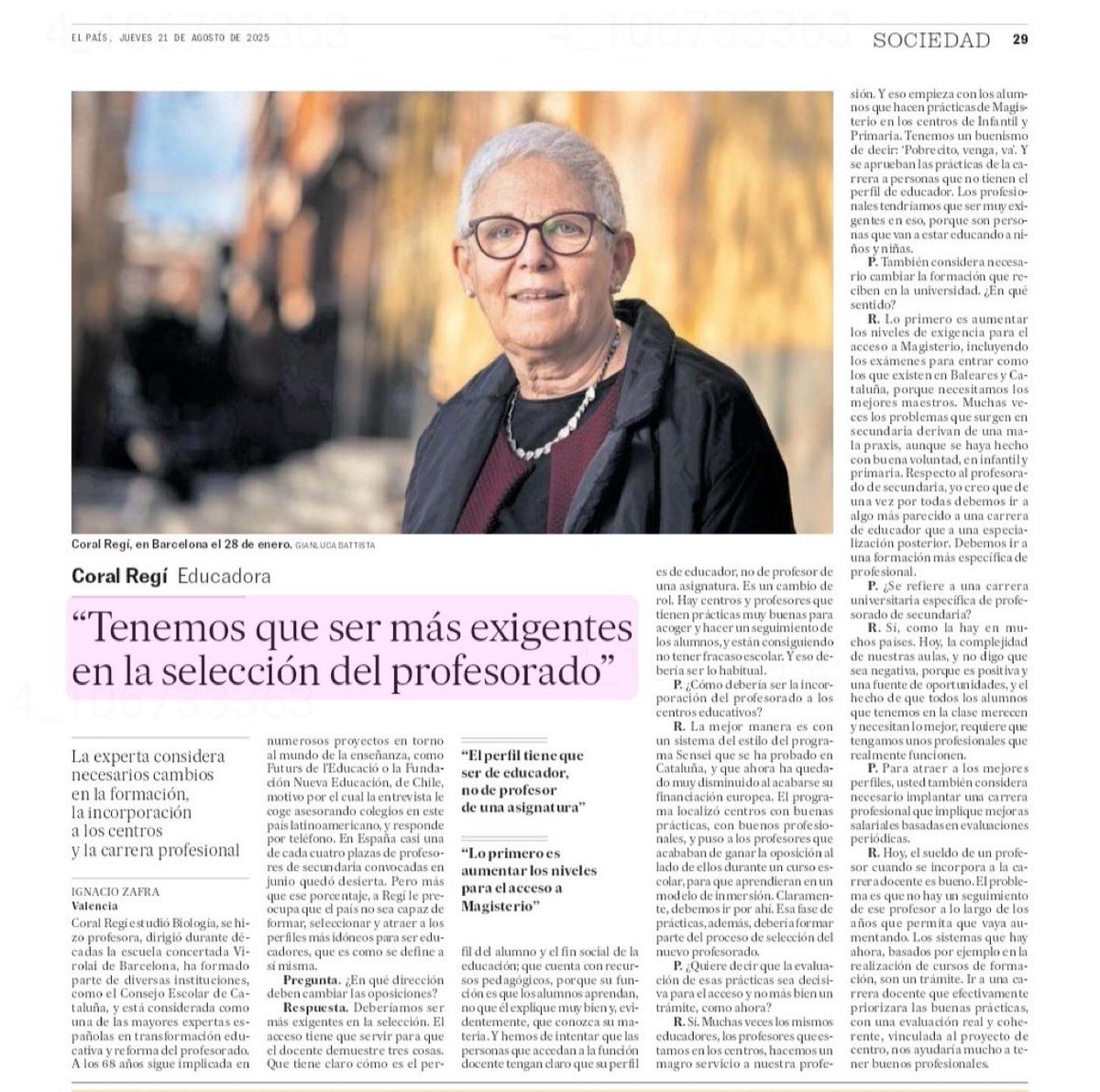 Coral Regí (experta del DiA):
-Pide "cambio de mirada" 🚩
- Transformadora educativa 🚩
-De la concertada (sin oposición)🚩
-Directora del Virolai 🚩
-Colaboradora de la Bofill 🚩
-Promotora de la carrera de secundaria 🚩
-Quiere talento y exigencia, pero sin poner un duro 🚩