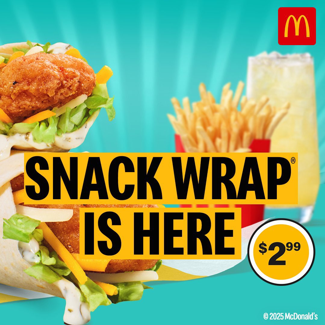 🌯 The McDonald’s Snack Wrap is BACK! Be Caller #10 at 773-375-9248 to win a $50 gift card 🍟Get that Ranch or Spicy Snack Wrap now at McDonald’s on the “9” or your local spot