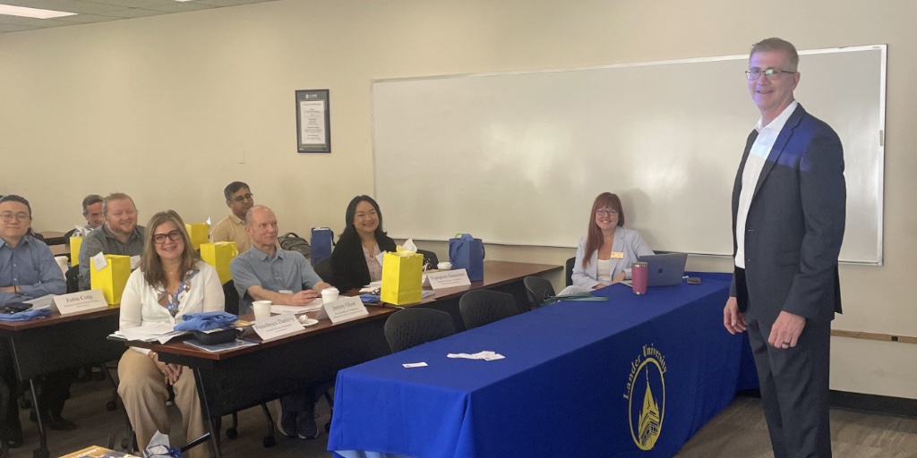 landerpresident's tweet photo. I recently had the pleasure of welcoming 29 outstanding new faculty members to the Lander University family. I told them they are just in time to teach our record-setting class of new students, so they’d better sharpen their pencils… and then I realized students haven’t used pencils since I was in college. Jokes aside, our faculty are the secret to our success—experts in their fields and in the classroom. That mix is what sets Lander apart.