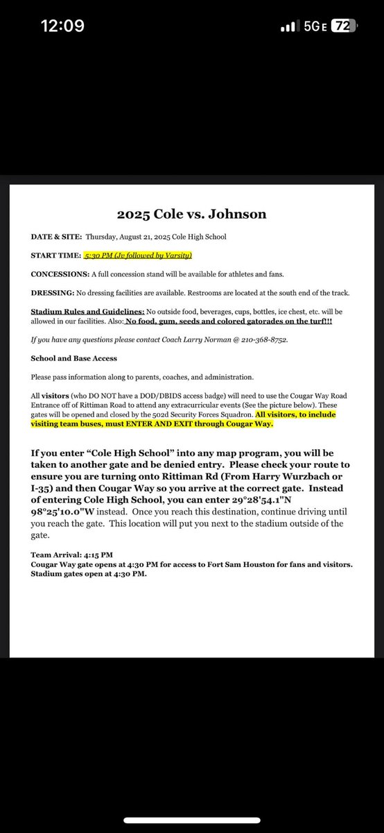 Football Scrimmage Tonight!  Details below. #FN5GL #Sweepstakes <a href="/TMobile/">T-Mobile</a>